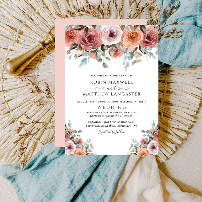 Invitation Romantique Ethérée Blush Peach Floral Mariage (Créateur téléchargé)