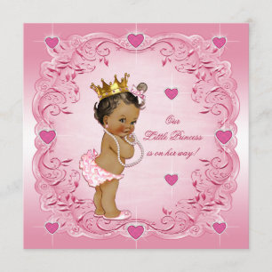 Invitation Romantique Ethnic Princess Love Hearts Baby shower