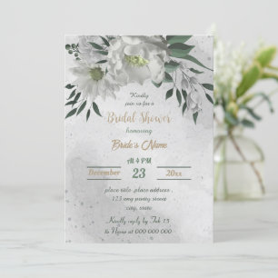 Invitation romantique fleurs blanches botanique douche nuptia