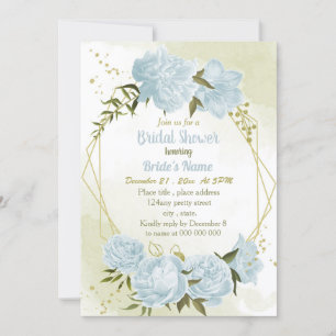 Invitation romantique fleurs bleues douche géométrique nuptia