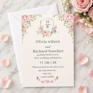 Invitation Romantique Floral aux Teintes Roses | Élégantes Ro