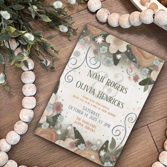 Invitation Romantique Floral Élégant Mariage d'Inspirété mode (Créateur téléchargé)