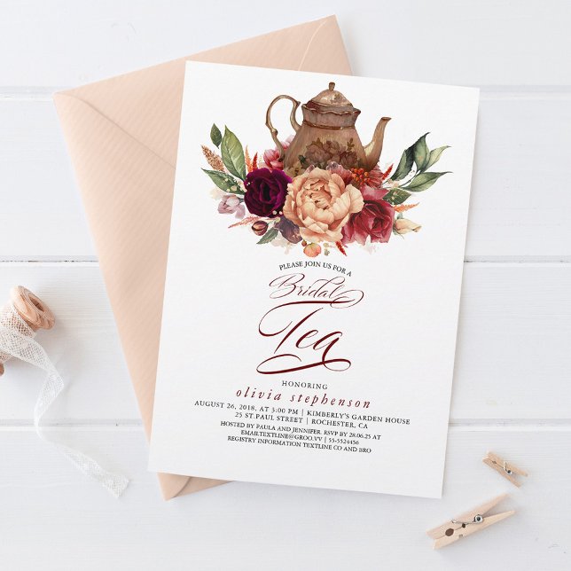 Invitation Romantique Floral Fête des mariées automne terre t (Créateur téléchargé)