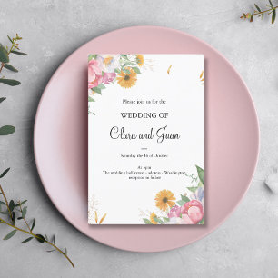 Invitation Romantique floral, fleur botanique rose