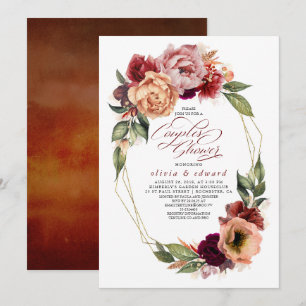 Invitation Romantique Floral Fleurs d'automne de terre Couple