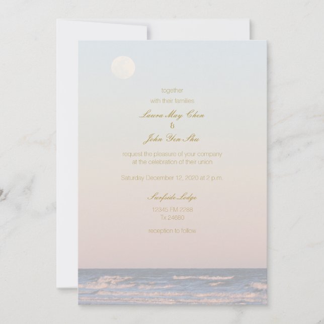 Invitation Romantique Galveston Beach Texas Seaside Mariage (Devant)