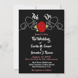 Invitation Romantique glamour Nous faisons Rose rouge Mariage