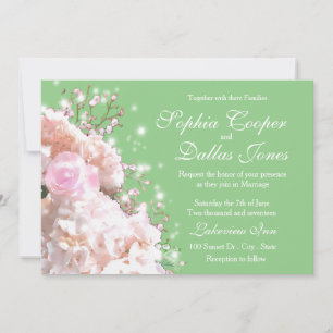 Invitation Romantique hydrangée rose blanc Mariage