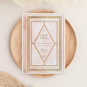 Invitation Romantique Livre d'antiquité Baby shower de Blush