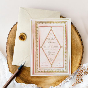 Invitation Romantique Livre d'antiquité Blush Fête des mariée