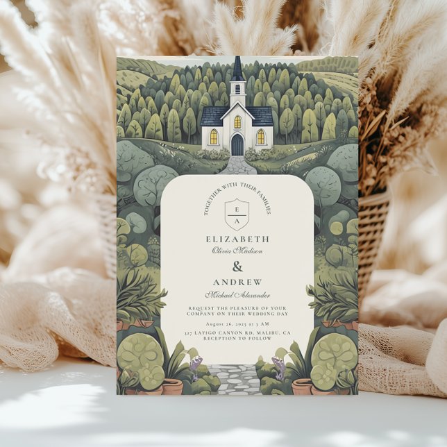 Invitation Romantique Livre d'histoire Campagne Chapelle Mari (Créateur téléchargé)