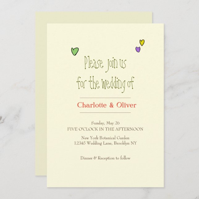 Invitation Romantique Mariage Invit (Devant / Derrière)