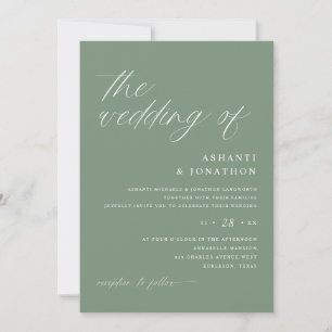 Invitation Romantique moderne Sage Mariage vert