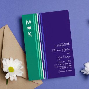 Invitation Romantique Monogramme Gay Drapeau rayures Mariage