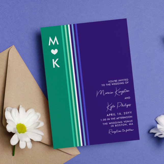 Invitation Romantique Monogramme Gay Drapeau rayures Mariage (Créateur téléchargé)