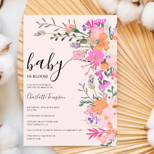 Invitation Romantique pastel fleurs sauvages baby shower de p