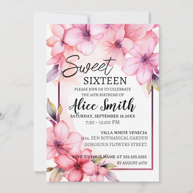Invitation Romantique pastel fleurs sauvages printemps doux 1 (Devant)