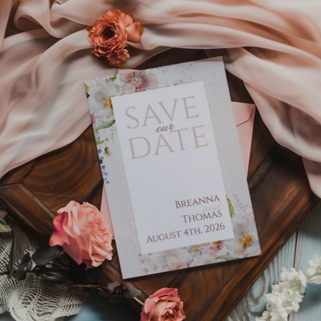 Invitation Romantique Pastel Floral Printemps Design (Créateur téléchargé)