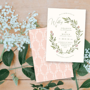 Invitation Romantique Plutôt rose Cimier Floral Mariage éléga