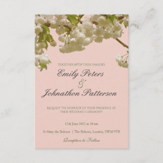 Invitation Romantique Printemps Été Mariage de fleurs de ceri