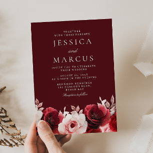 Invitation Romantique Red Elegance Rose Mariage