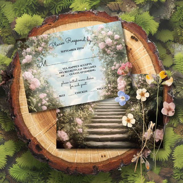 Invitation Romantique rose archway conte livre mariage RSVP (Créateur téléchargé)