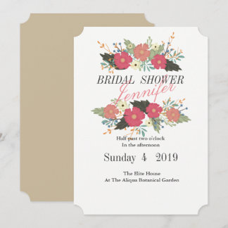 Invitation Romantique rose fleurs bouquet mariée mariage invi