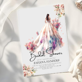 Invitation Romantique Rose Floral Mariage Fête des mariées ro