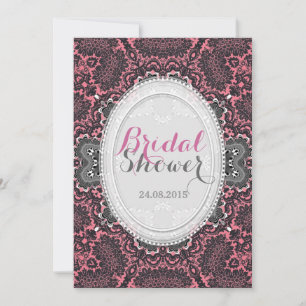Invitation Romantique Rose Poussiéreux Vintage Damask Lavage