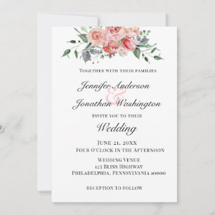 Invitation Romantique Rose rose floral