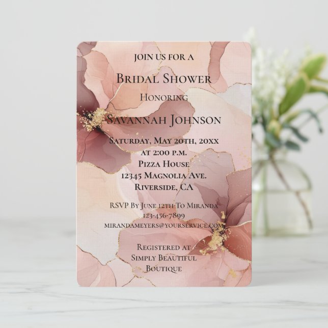 Invitation Romantique Rose rose rose rose rose Fête des marié (Debout devant)