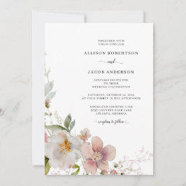 Invitation Romantique rose Sage Vert Fleur sauvage Floral Mar