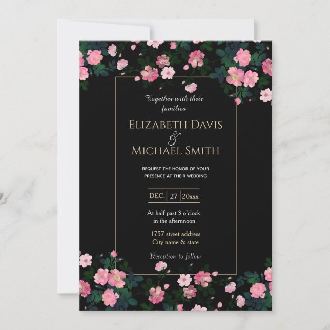 Invitation Romantique Roses Roses Roses Roses Roses Roses Flo (Devant)