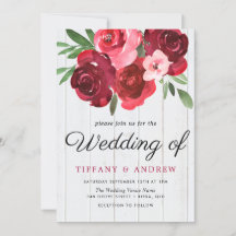 Romantique Roses Rouges Mariage rustique Inviter