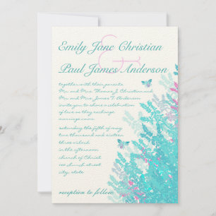 Invitation Romantique Rustique Aqau Fleur sauvage rose abeill