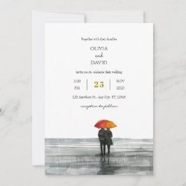Invitation Romantique Sandy Shoreline Couple Walk Beach Maria