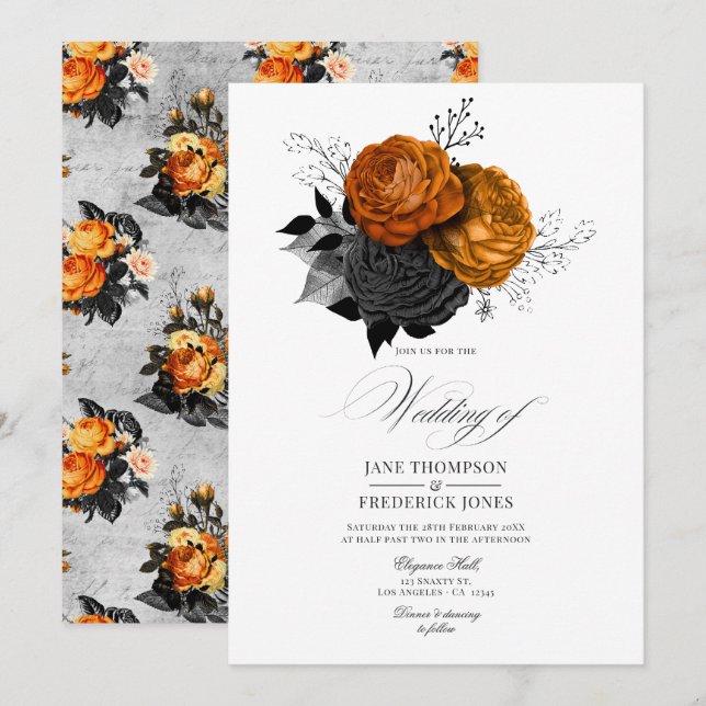Invitation Romantique Shabby-Chic gothique Floral (Devant / Derrière)