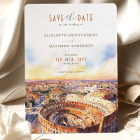 Rome Italie Aquarelle Enregistrer la date Colisée