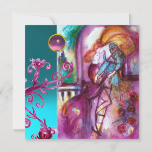 Invitation ROMEO ET JULIET /Turquoise Fils de Damas roses