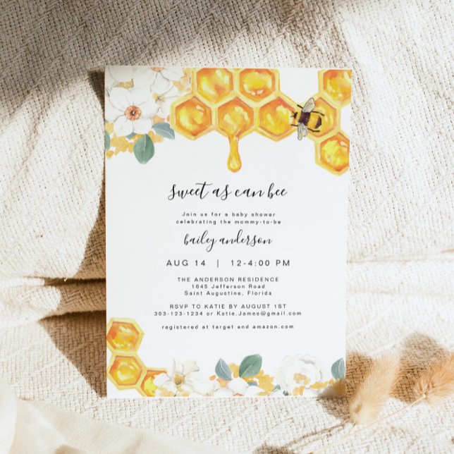 Invitation Romy - Floral Honey Bumble Bee Baby shower (Créateur téléchargé)