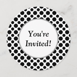Invitation ronde de pois noir de Fête de la mariée