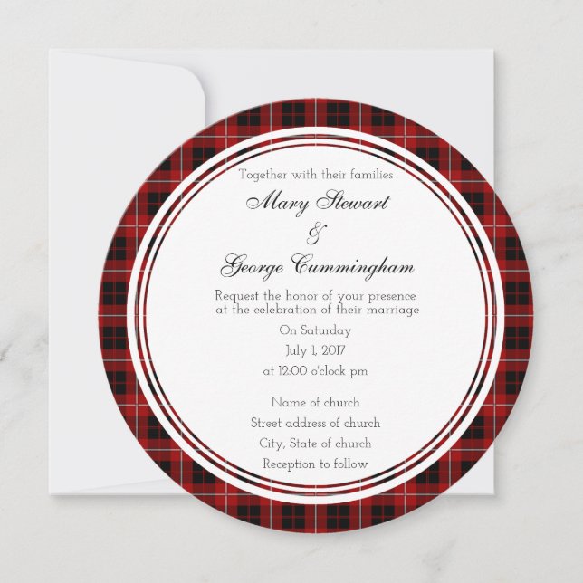 Invitation ronde du Mariage écossais Cummingham (Devant)