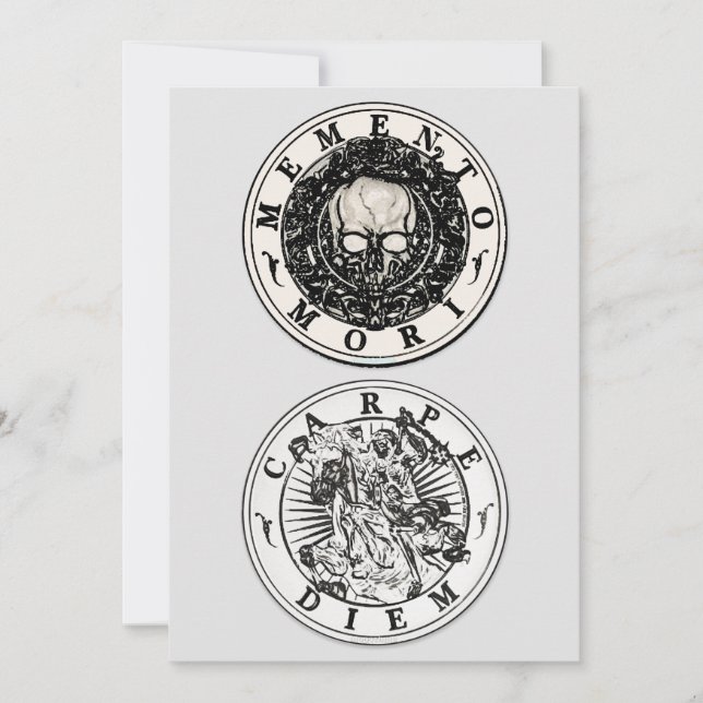 Invitation ronde Memento Mori Carpe Diem Argent (Devant)