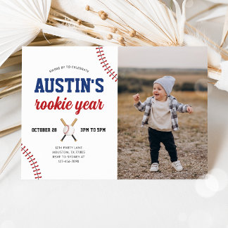 Invitation Rookie Année Baseball 1er Anniversaire Photo Invit