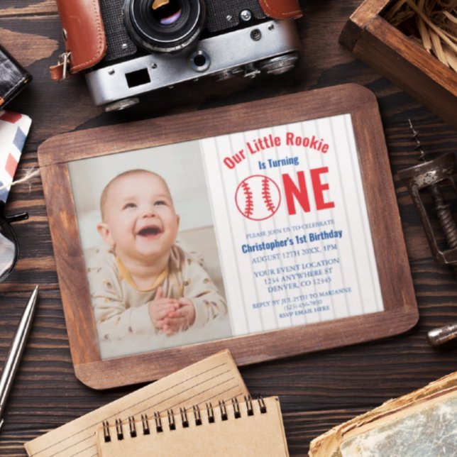 Invitation Rookie Baseball 1er anniversaire (Créateur téléchargé)