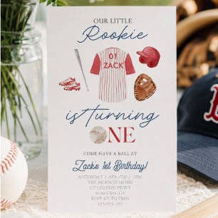 Invitation Rookie Baseball Uniform Boys 1er anniversaire