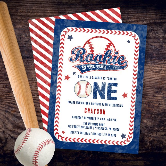 Invitation Rookie de baseball de l'année 1er fête d'anniversa (Baseball Rookie of the Year 1st Birthday Party Invitation)