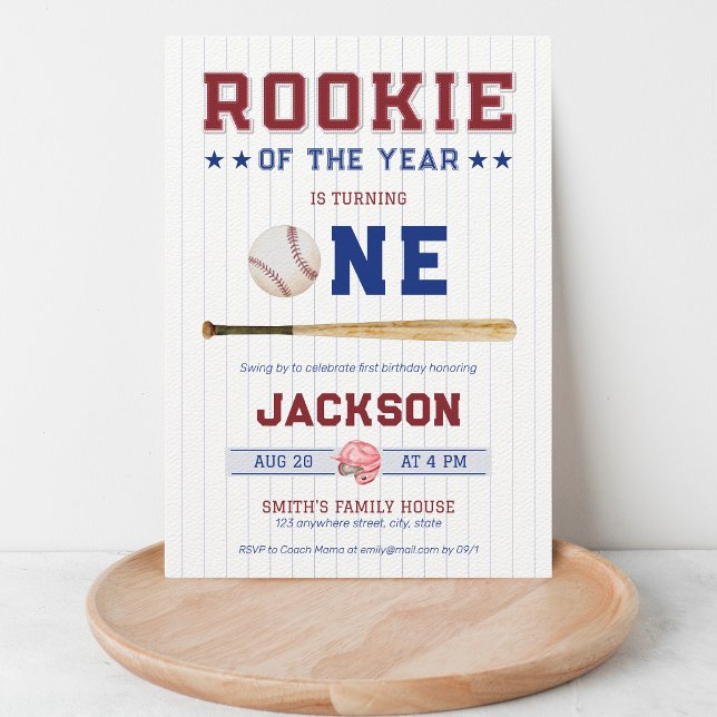 Invitation Rookie de l'année 1er Anniversaire Baseball (Créateur téléchargé)
