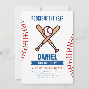 Invitation Rookie de l'année Anniversaire de la fête de baseb