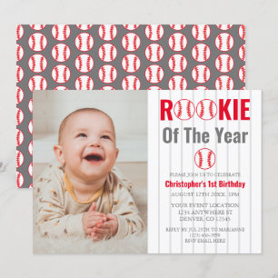 Invitation Rookie De L'Année Baseball 1er Anniversaire